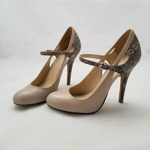 Nine West Beige and Snakeskin Heels